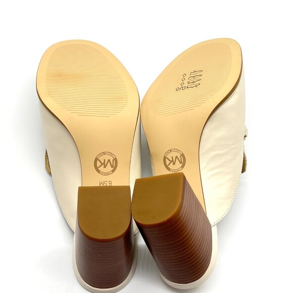 MICHAEL Michael Kors Womens Size 6.5 Cream Leather Heels Mules Clogs Shoes - Picture 9 of 14